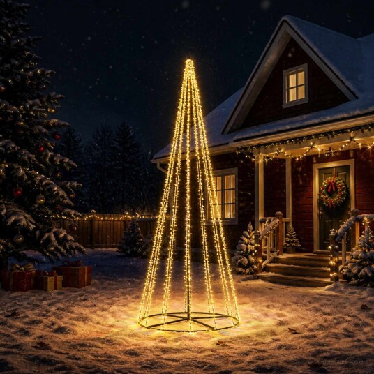 vidaXL LED juletre 385 cm 2460 LED-lys Varmhvit Stål Svart
