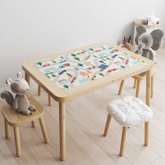 Selvklebende Klistremerke – Flisat Table Decal / Biler og Veier Selvklebende Klistremerke – Flisat Table Decal / Biler og Veier