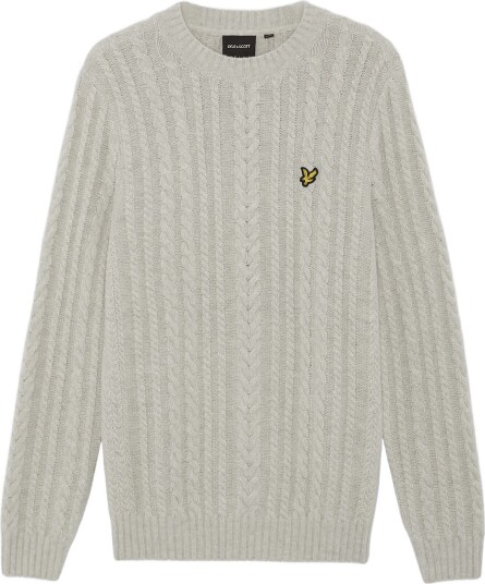 Lyle & Scott Cable Knit Crew Neck Jumper PUTTY MARL XL