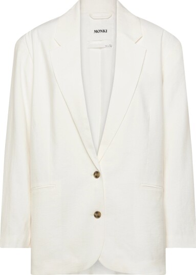 Monki Single Breasted Oversized Checked Blazer   CreaM