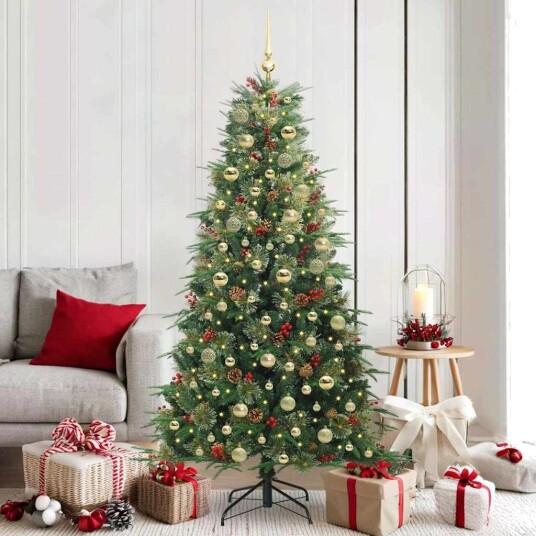  Kunstig sammensatt juletre med 300 LED grønn 180 cm PE og PVC