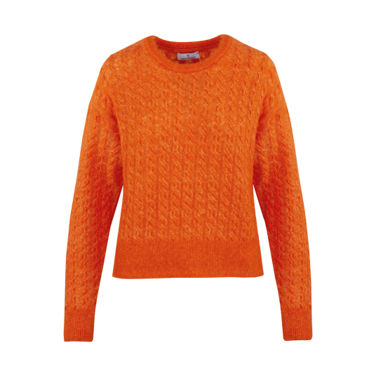 Liz Sweater Orange Flame M Mohair cable sweater Liz Sweater Orange Flame M Mohair cable sweater