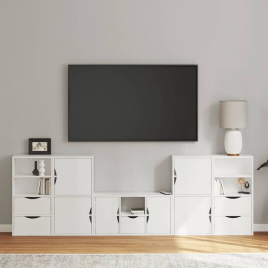 TV enheter med oppbevaring 5 delers ODDA hvit heltre furu TV enheter med oppbevaring 5 delers ODDA hvit heltre furu