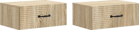  Vegghengt Nattbord med skuff 2 pcs Sonoma eik 49 x 34,5 x 20 cm