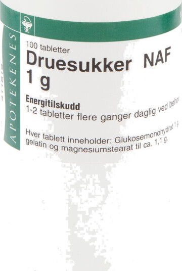 NAF Druesukker NAF tabletter 1g, 100 stk. NAF Druesukker NAF tabletter 1g, 100 stk.