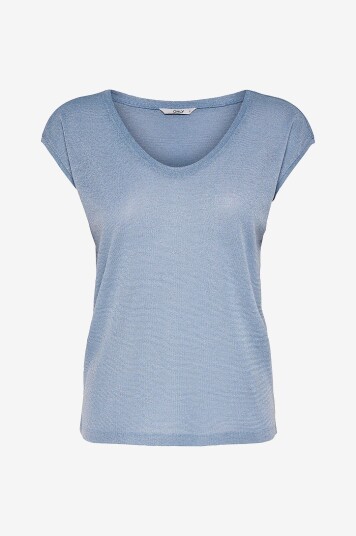 Only - Topp onlSilvery S/S V Neck Lurex Top - Blå