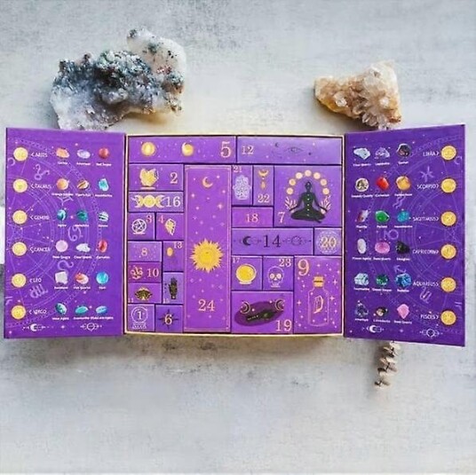 Reiki Krystall Halloween Nedtellingsgaveeske 2025 Halloween Adventskalender med Mystiske Krystaller Magien ved Healing og Energioverføring FMY