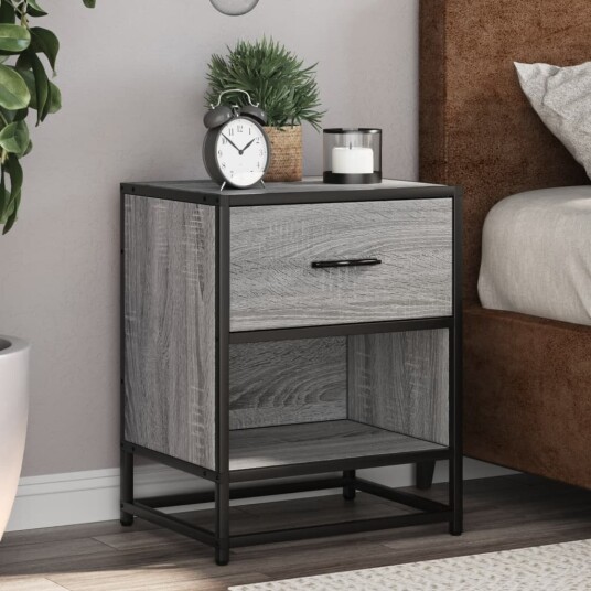 Nattbord 2 stk grå sonoma 40x31x50 cm konstruert tre 8721102837500