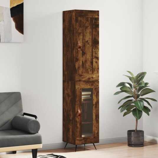 vidaXL Highboard røkt eik 34,5x34x180 cm konstruert tre 8720845497880