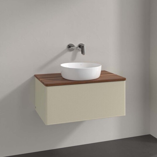 Villeroy & Boch  Antao Servantskap med 1 skuff 80x50x36 cm m/lys Grå Matt/Valnøtt