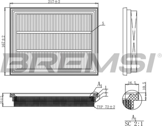 Luftfilter BREMSI FA1162 Luftfilter BREMSI FA1162