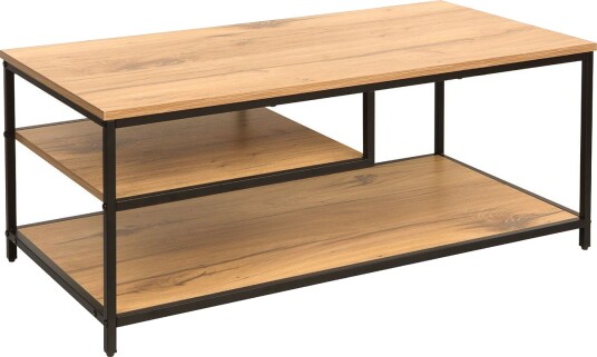 Sofabord HOME4YOU Dimitra 100x50x40 cm rustikk/svart - Lyst rustikt tre / svart