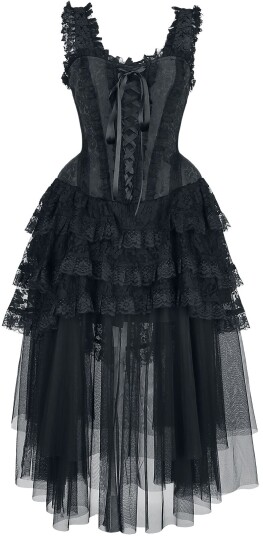 Gothicana by EMP Goth Middellang kjole Gotisk Korsett Kjole S til XXL Damer svart