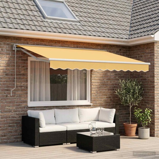 vidaXL Manuell utskiftbar markise sand 5 x 3 m Polyester og aluminium