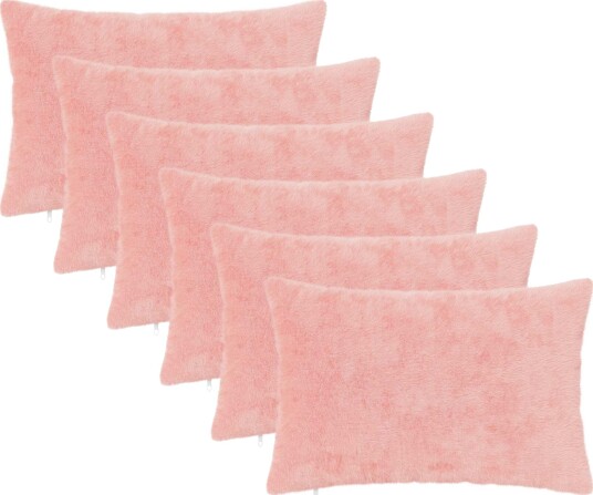 vidaXL Putetrekk 6 stk. HEERLEN Rosa 50 x 75 cm Faux Kanin Pels