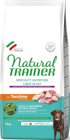 Natural Trainer Tørrfôr Adult Light I Fett Medium Maxi Med Kalkun 12 kg Natural Trainer Tørrfôr Adult Light I Fett Medium Maxi Med Kalkun 12 kg