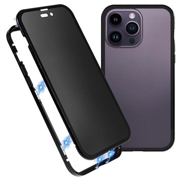 iPhone 15 Pro Magnetisk Deksel med Personvernherdet Glass Svart