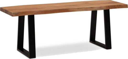 Garderobebenk Wohnling Solid Akasietre 120 cm Treetopp Hall Svart Rett Løpere Svart Rett Løpere