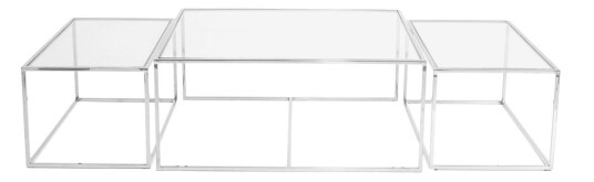 Three set table settbord krom lag