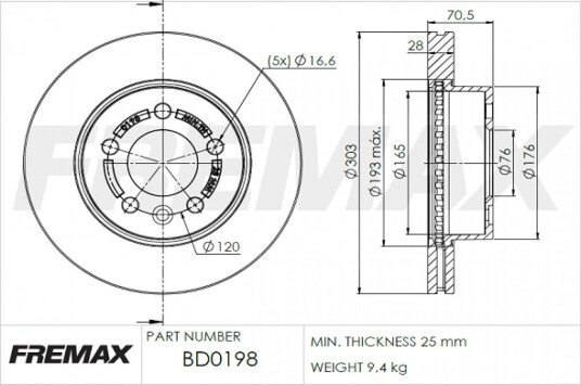 Bremseskive FREMAX BD-0198