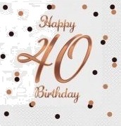 Godan B&C Happy 40 Birthday Servietter Hvite 33X33cm 20 Stk. Godan B&C Happy 40 Birthday Servietter Hvite 33X33cm 20 Stk.
