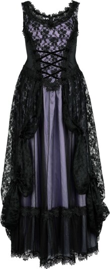 Sinister Gothic   Goth Lang kjole   Long Gothic DresS til XXL   Damer   svart lilla