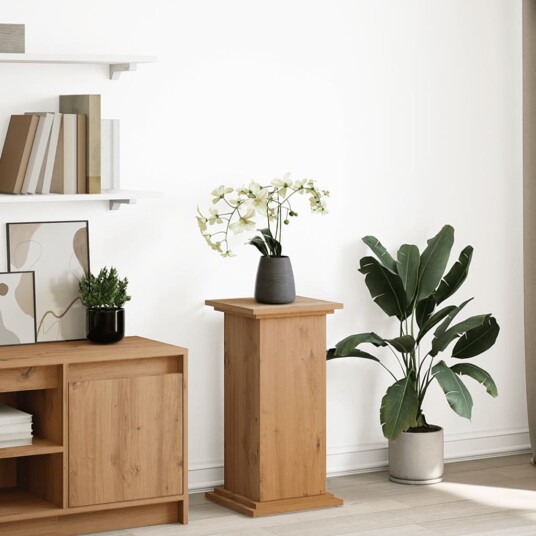 Pidestall med oppbevaring hvit 31x30x60 cm konstruert tre Pidestall med oppbevaring hvit 31x30x60 cm konstruert tre