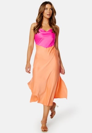 Y.A.S Dotteablock Midi Dress Fresh Salmon Detail: L
