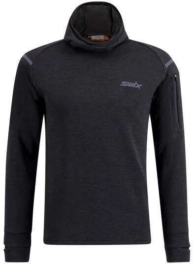 Swix Pace Midlayer Hooded M Black XXL, Black