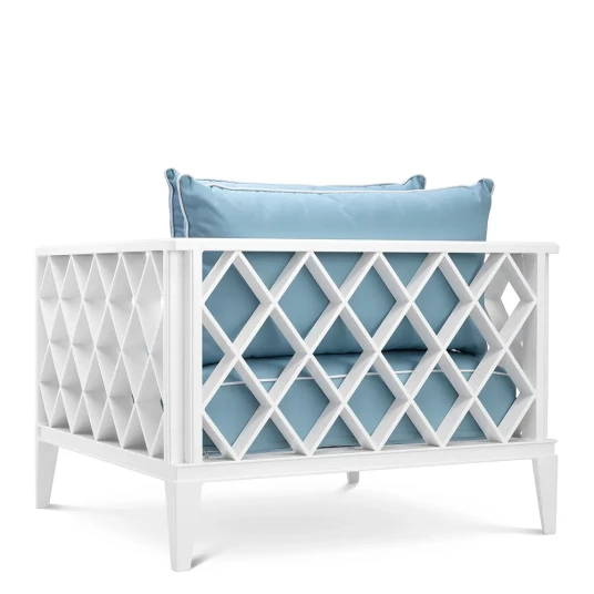 Eichholtz Outdoor Chair Ocean Club white sunbrella mineral blue Eichholtz Outdoor Chair Ocean Club white sunbrella mineral blue