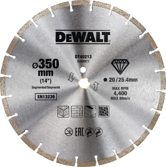 Dewalt DT40213-QZ Diamantblad 350 mm, 25,4 mm, Maskintilbehør & forbruk