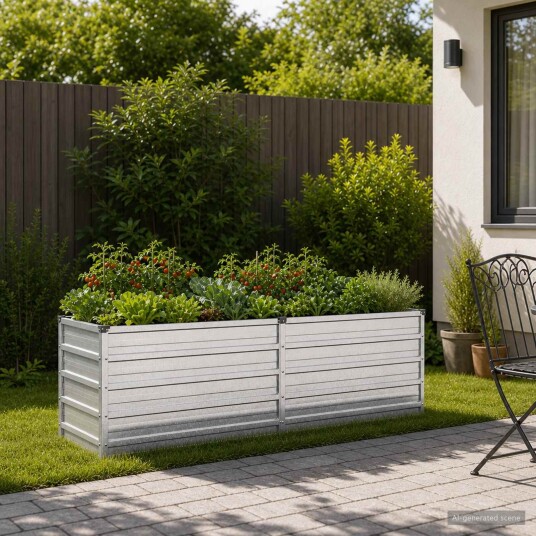 vidaXL Hevet Hagebed Sølv 160 x 40 x 55 cm galvanisert