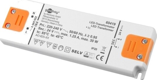 Goobay 60419 Elektronisk Lystransformator Oransje Hvit Ip20  20   45 °C Ce Rohs Directive 2011/65/Eu [Ojeu L174/88 110 01.07.2011 30 W
