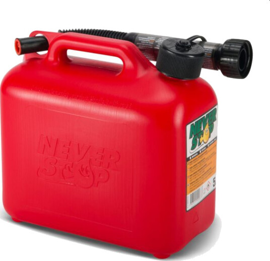 Never Stop Bensinkanne   Rød   Plast   5 Liter  Auto stop helletut