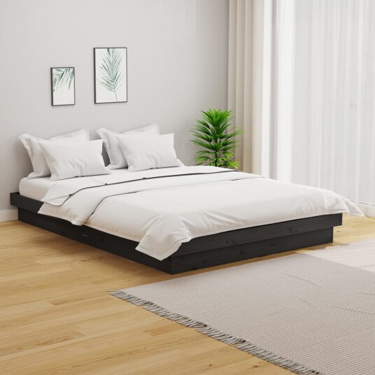 vidaXL Sengeramme grå heltre 135x190 cm 4FT6 Double