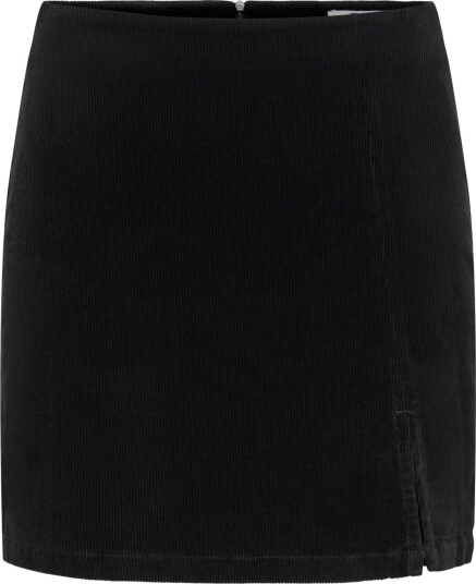 Only Flora High Waist Cord Short Slit Skirt Sort L