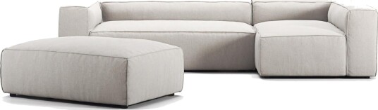 Decotique Grand 4 Seters Sofa Divan Åpen Ende med Fotskammel Høyre Moonwhite