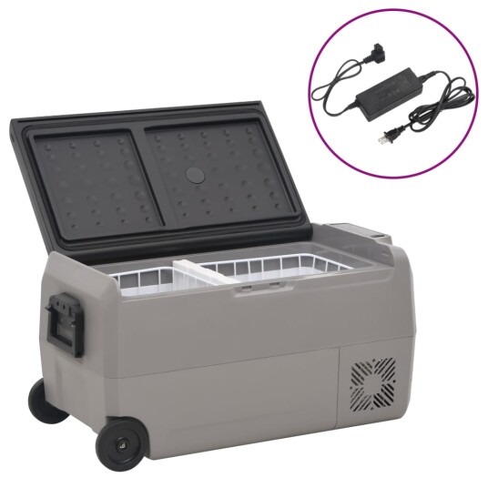 vidaXL Kjøleboks med hjul og adapter svart og grå 36 L PP og PE vidaXL Kjøleboks med hjul og adapter svart og grå 36 L PP og PE