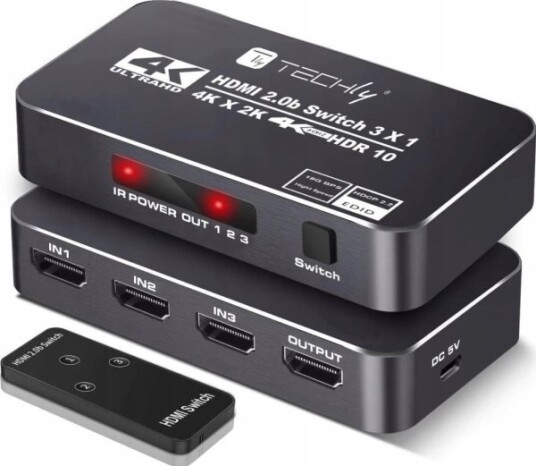 Techly Techly 367171 3-Porters Hdmi 2.0B-Svitsj 4K * 60Hz 3X1 Med Ir-Fjernkontroll Techly Techly 367171 3-Porters Hdmi 2.0B-Svitsj 4K * 60Hz 3X1 Med Ir-Fjernkontroll
