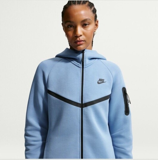 Nike Hettegenser Tech Fleece FZ Windrunner   Blå/Svart Kvinner størrelse Medium