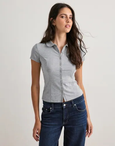Nelly Grå Cute Collar Top