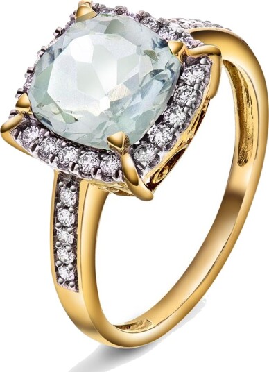 Gullfunn Signatur Siena diamantring i 585 gull 0,27 ct med grønn ametyst