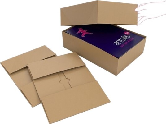 Bølgepapkasse Udvendig Dim: 380 X 250 X 80 Mm Indre Dim: 380 X 250 X 80 Mm 1 Lags,E Flute 2.000 M 50 Stk.