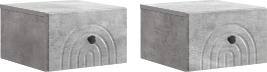 Vegghengt Nattbord med skuff 2 pcs Betonggrå 33 x 34,5 x 20 cm
