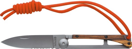 Baladeo Papagayo Skinny Foldekniv - 420 st??l, delvis serratert, zebrano-treh??ndtak