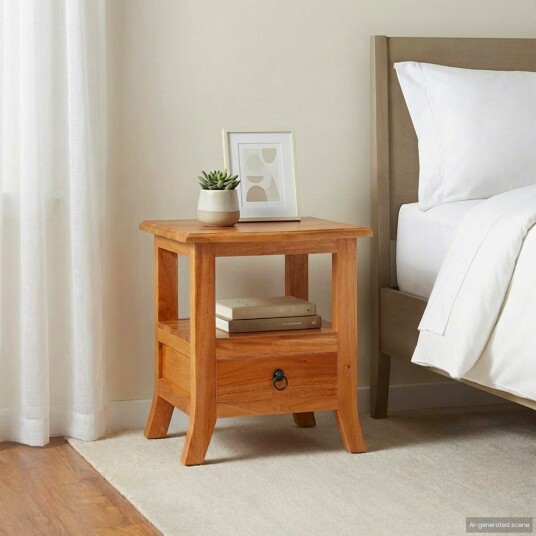 Nattbordskap Naturlig 40 x 40 x 45,5 cm Massiv Mahogni Tre
