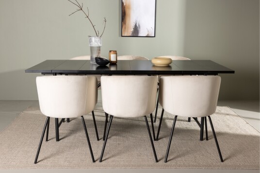 Venture Home Astrid Spisegruppe 200 cm Rektangulær med 6 Berit Stoler Beige