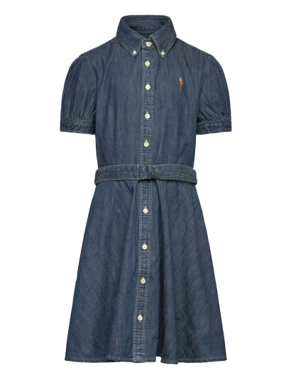 Ralph Lauren Kids Belted Cotton Denim Shirtdress Blue 137 140