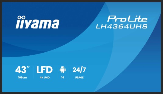 Iiyama 43" LFD 4K Ultra HD Skjerm med Wi-Fi og 24/7 Bruk Iiyama 43" LFD 4K Ultra HD Skjerm med Wi-Fi og 24/7 Bruk