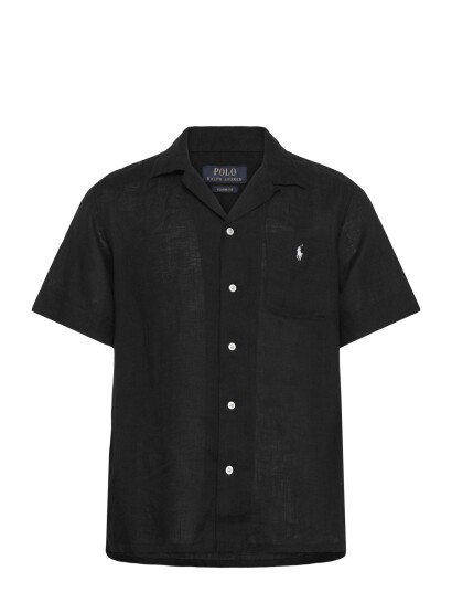 Polo Ralph Lauren Classic Fit Linen Camp Shirt   Black   XS